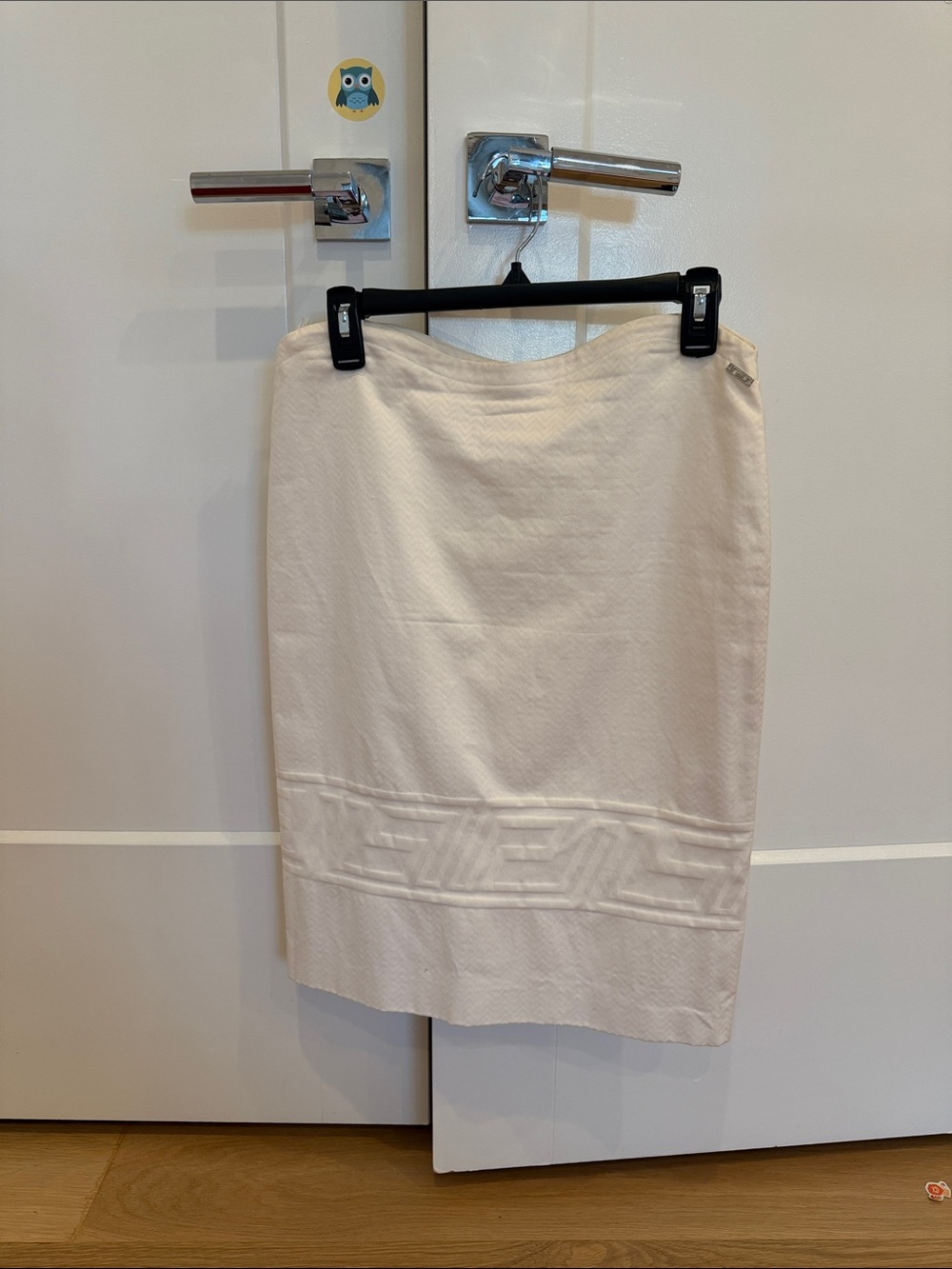 Versace Cream Textured Pencil Skirt